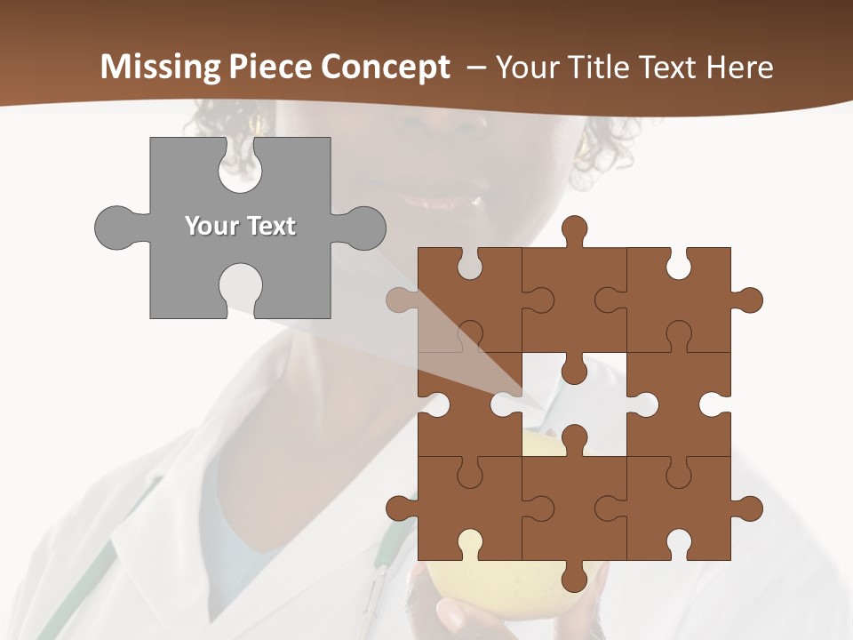 African American Female Doctor And Apple A Over White Background PowerPoint Template