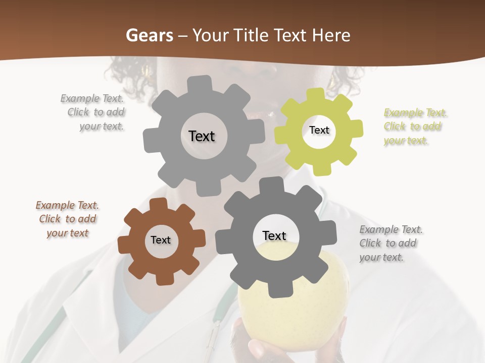 African American Female Doctor And Apple A Over White Background PowerPoint Template