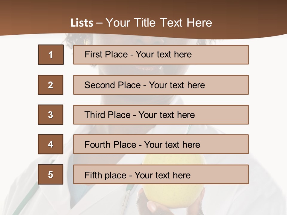 African American Female Doctor And Apple A Over White Background PowerPoint Template