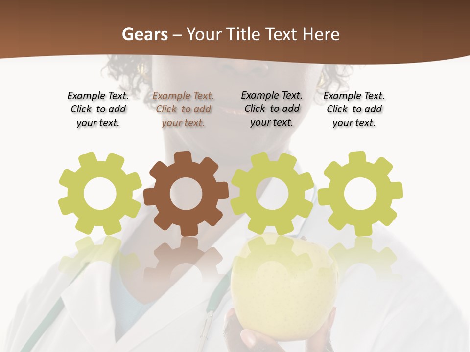 African American Female Doctor And Apple A Over White Background PowerPoint Template