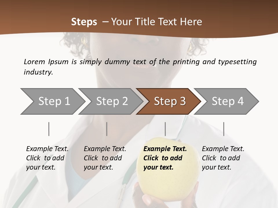 African American Female Doctor And Apple A Over White Background PowerPoint Template