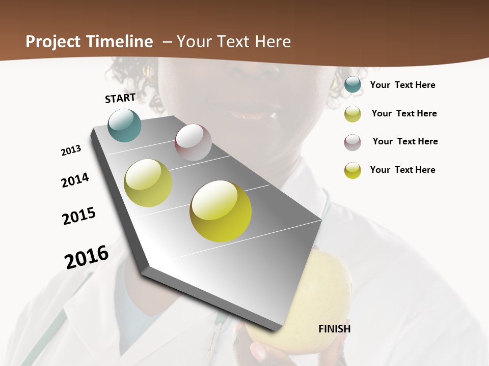 African American Female Doctor And Apple A Over White Background PowerPoint Template