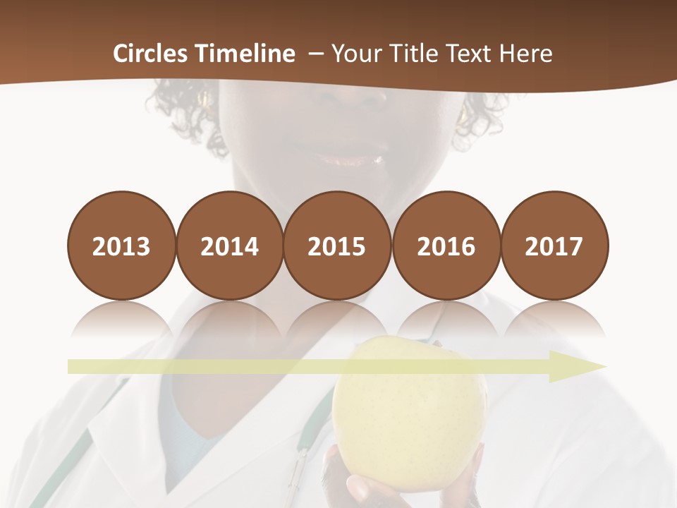 African American Female Doctor And Apple A Over White Background PowerPoint Template