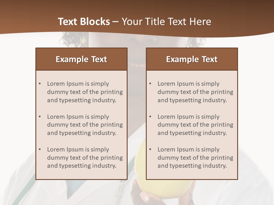African American Female Doctor And Apple A Over White Background PowerPoint Template