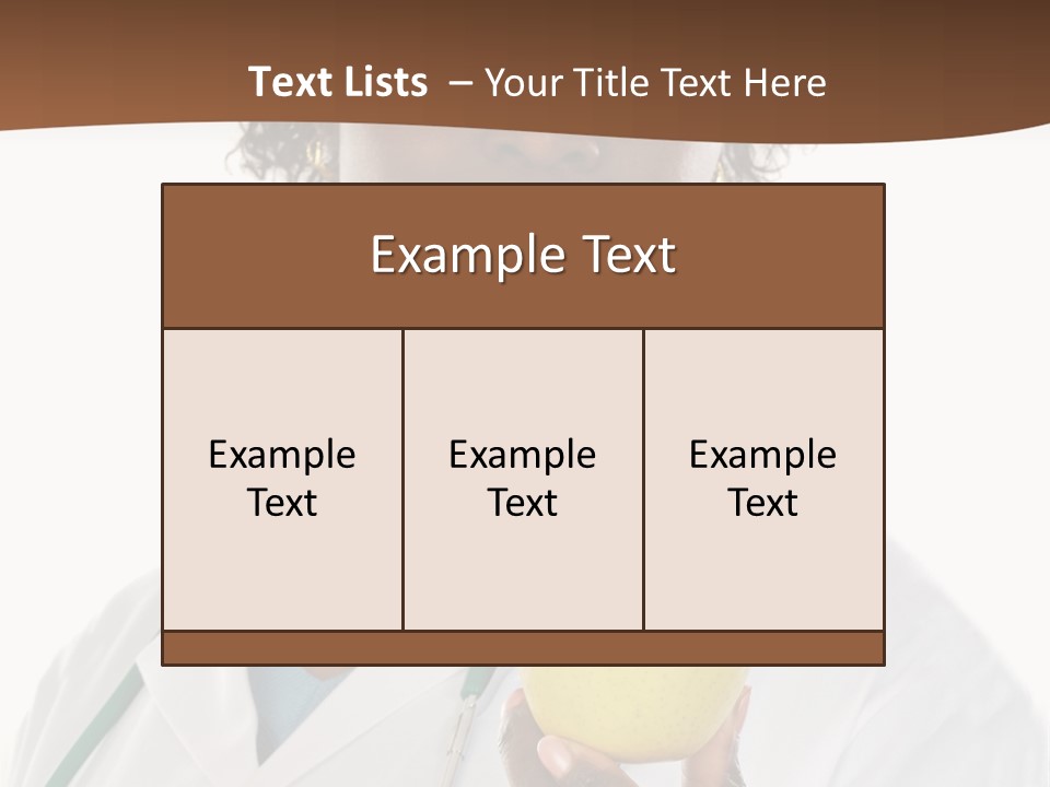 African American Female Doctor And Apple A Over White Background PowerPoint Template