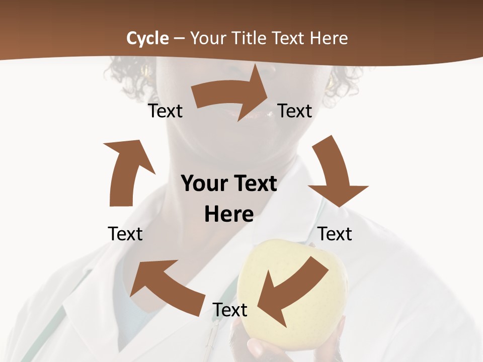 African American Female Doctor And Apple A Over White Background PowerPoint Template