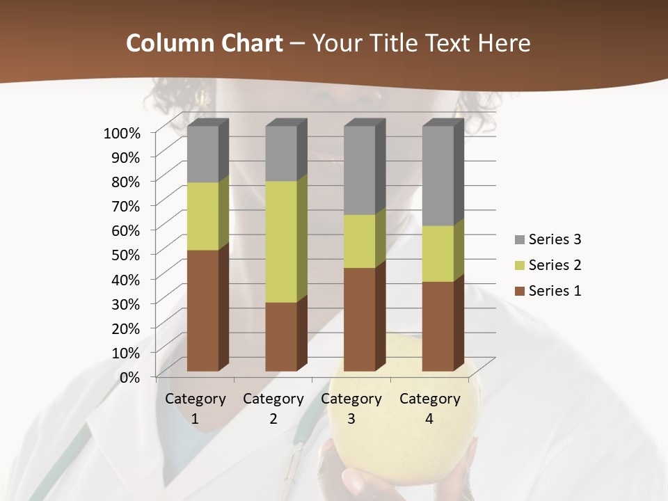 African American Female Doctor And Apple A Over White Background PowerPoint Template