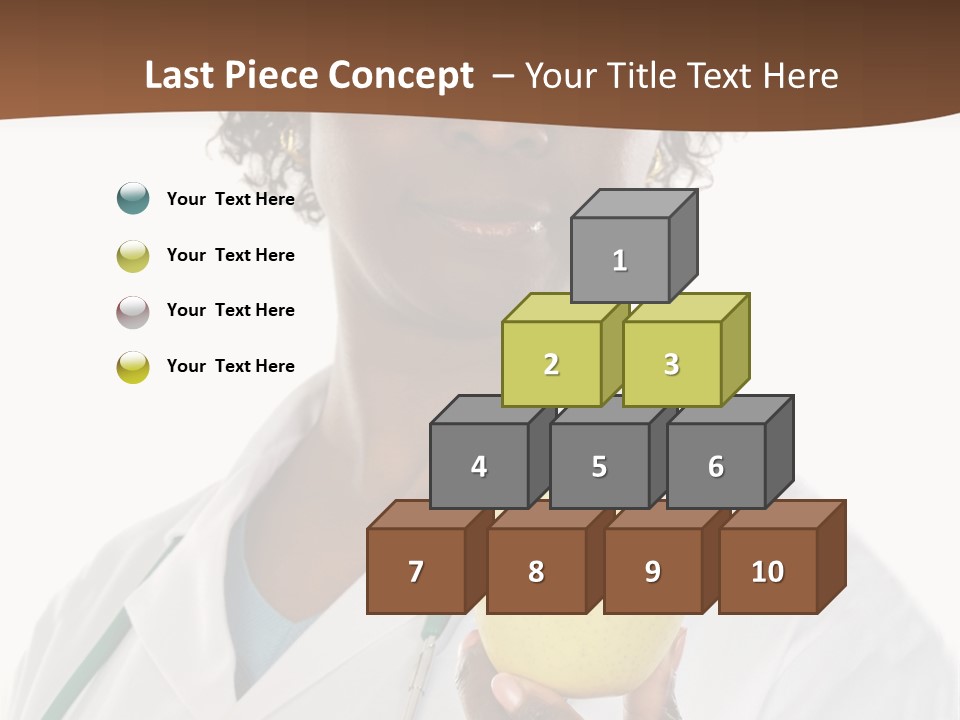 African American Female Doctor And Apple A Over White Background PowerPoint Template