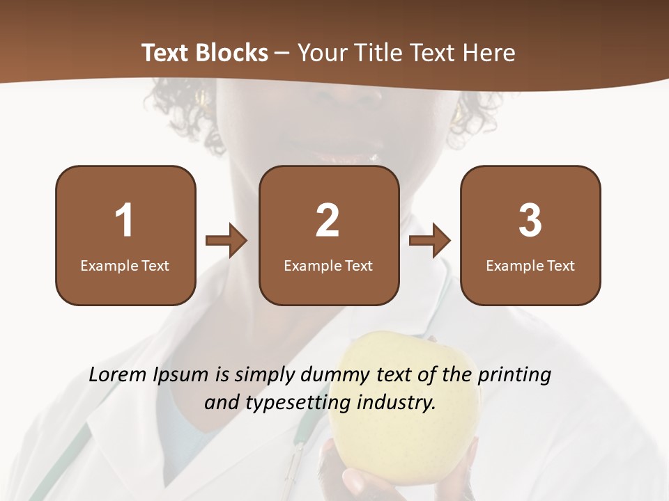 African American Female Doctor And Apple A Over White Background PowerPoint Template