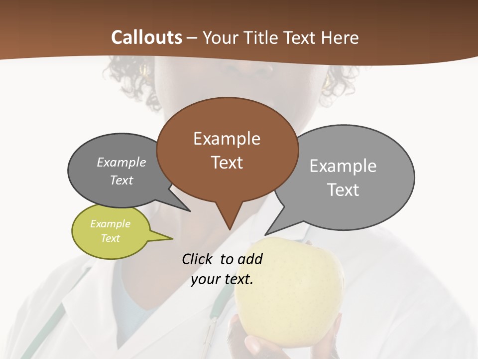 African American Female Doctor And Apple A Over White Background PowerPoint Template