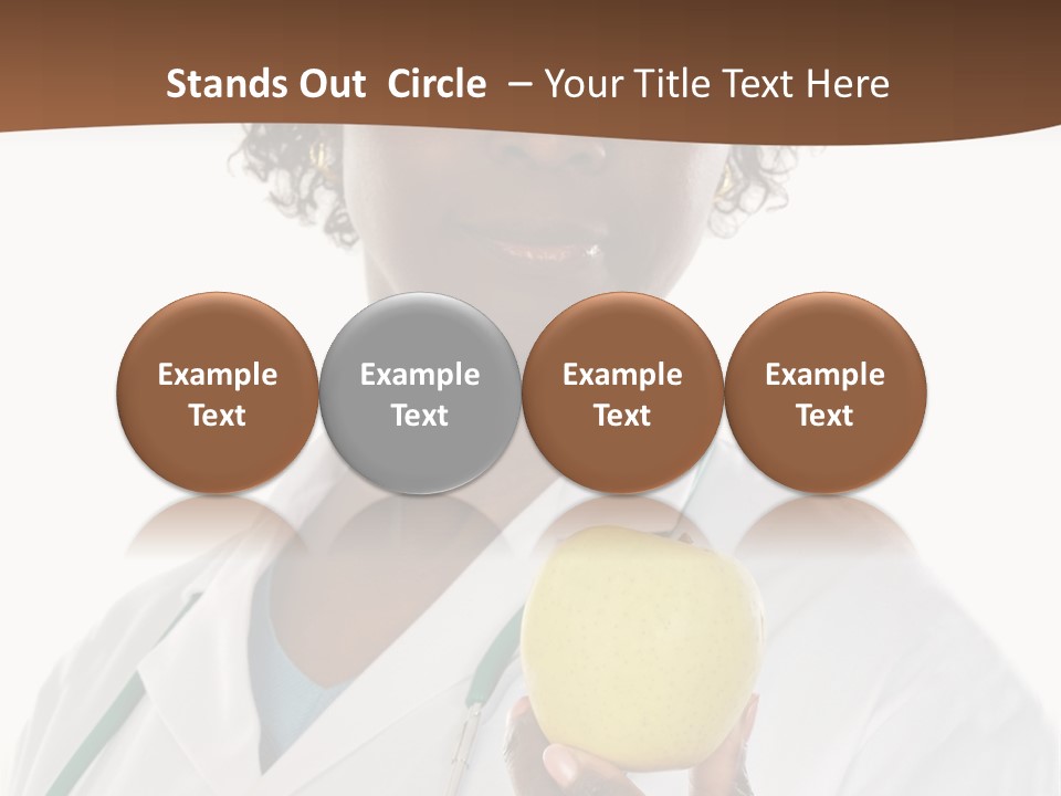African American Female Doctor And Apple A Over White Background PowerPoint Template