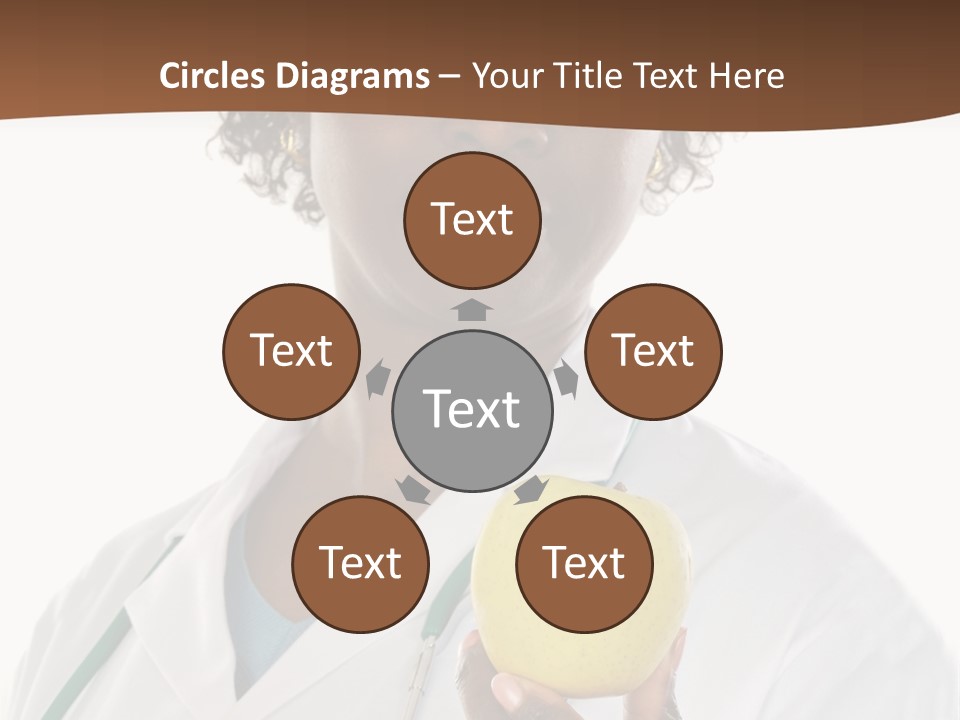 African American Female Doctor And Apple A Over White Background PowerPoint Template