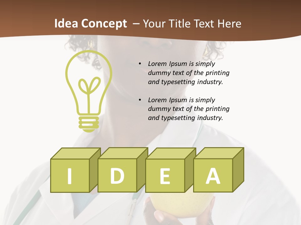 African American Female Doctor And Apple A Over White Background PowerPoint Template