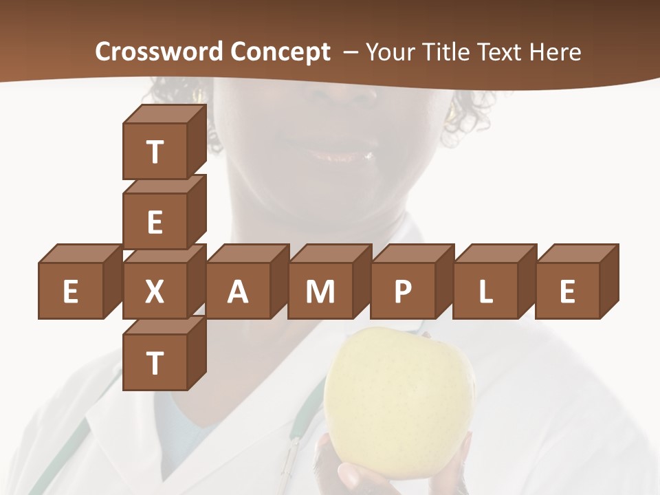 African American Female Doctor And Apple A Over White Background PowerPoint Template