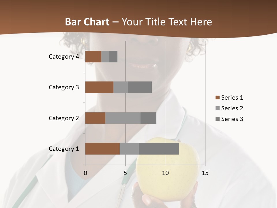 African American Female Doctor And Apple A Over White Background PowerPoint Template