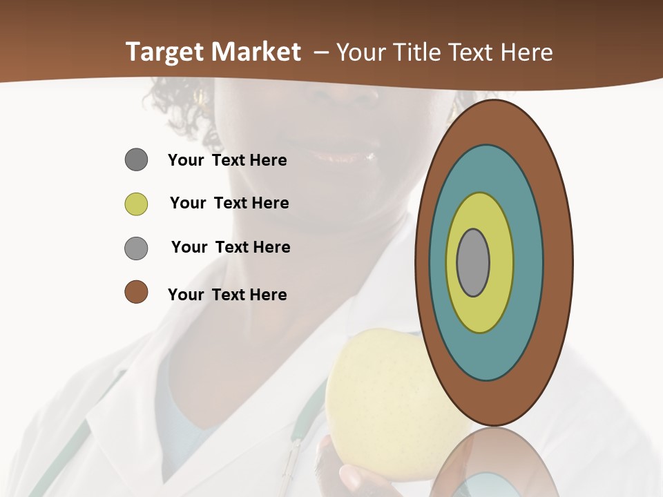 African American Female Doctor And Apple A Over White Background PowerPoint Template