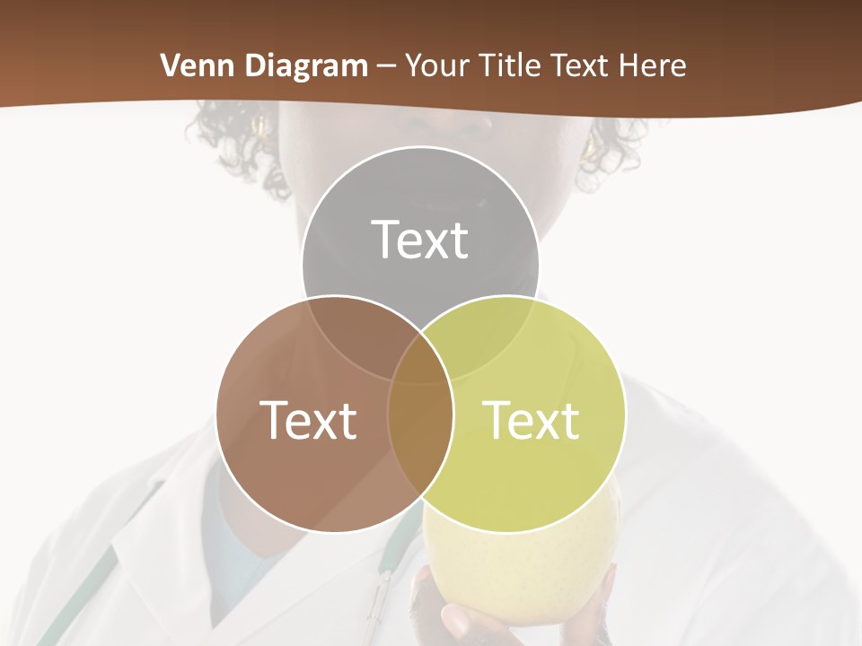 African American Female Doctor And Apple A Over White Background PowerPoint Template