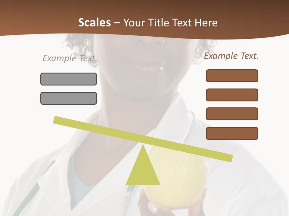 African American Female Doctor And Apple A Over White Background PowerPoint Template