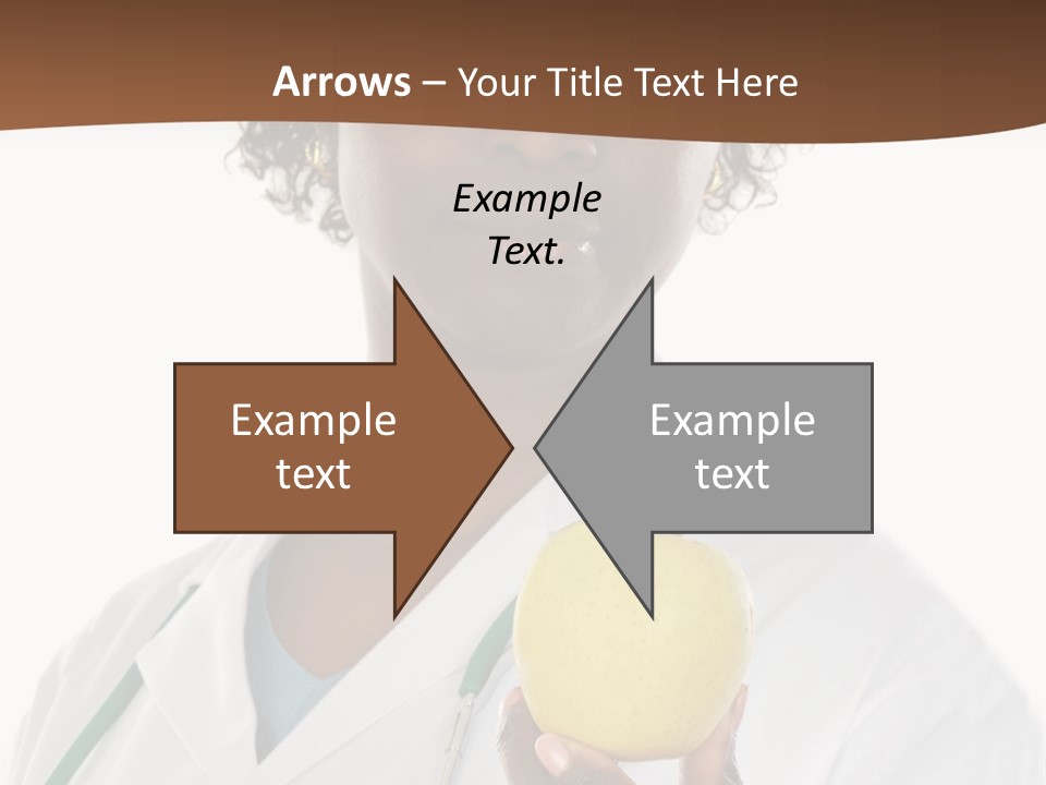 African American Female Doctor And Apple A Over White Background PowerPoint Template