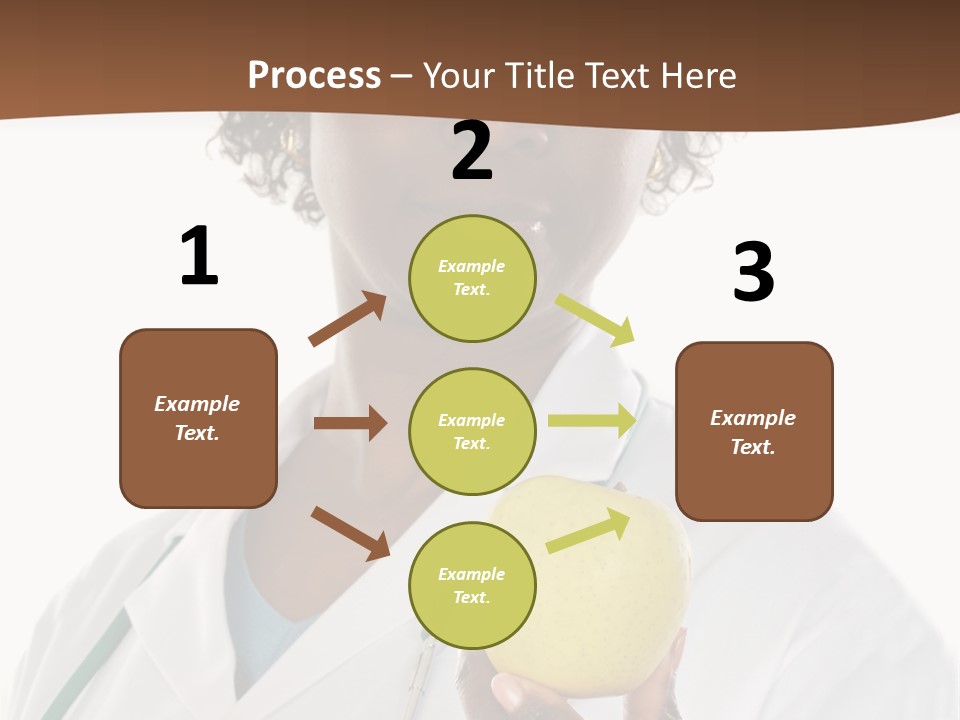 African American Female Doctor And Apple A Over White Background PowerPoint Template