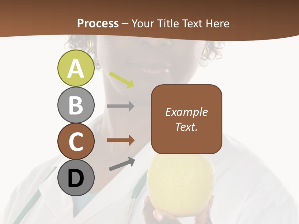 African American Female Doctor And Apple A Over White Background PowerPoint Template