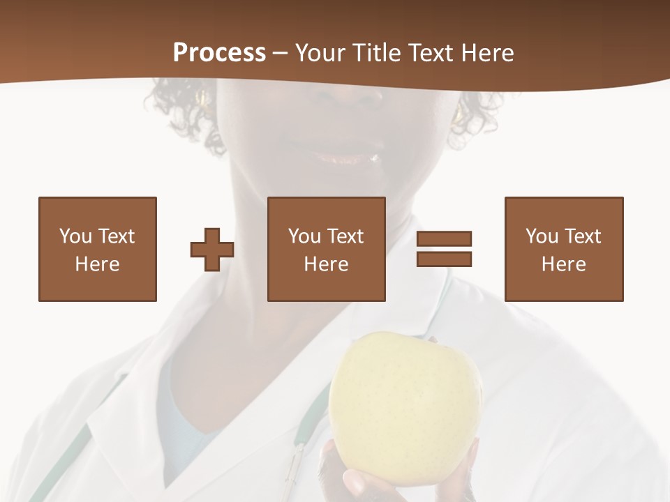 African American Female Doctor And Apple A Over White Background PowerPoint Template