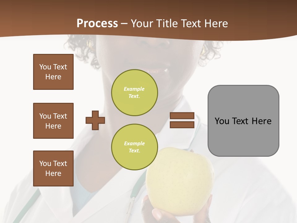 African American Female Doctor And Apple A Over White Background PowerPoint Template