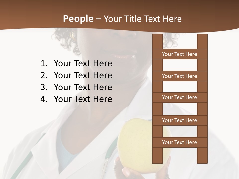 African American Female Doctor And Apple A Over White Background PowerPoint Template