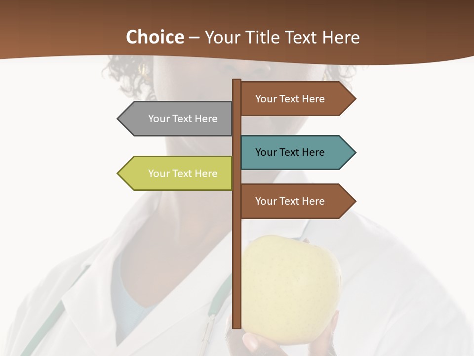 African American Female Doctor And Apple A Over White Background PowerPoint Template