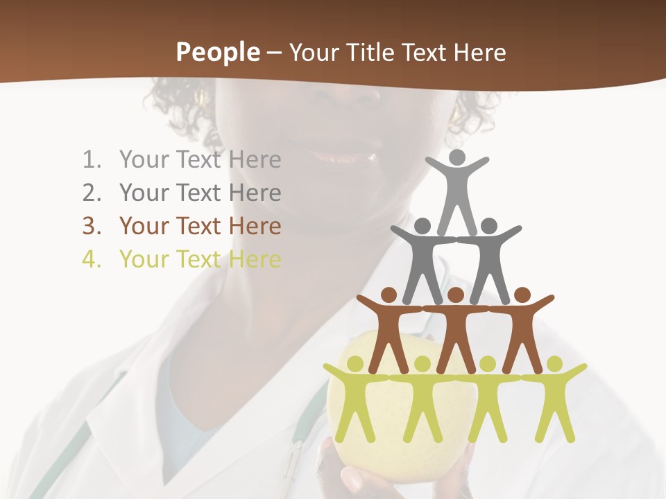 African American Female Doctor And Apple A Over White Background PowerPoint Template