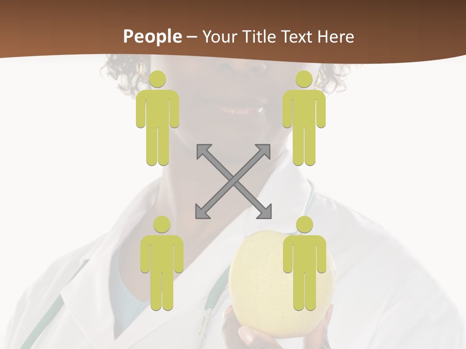 African American Female Doctor And Apple A Over White Background PowerPoint Template