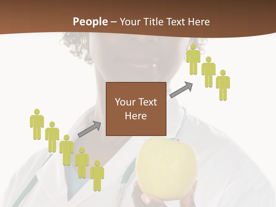 African American Female Doctor And Apple A Over White Background PowerPoint Template