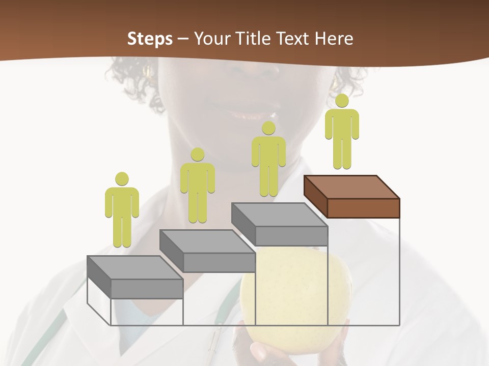 African American Female Doctor And Apple A Over White Background PowerPoint Template