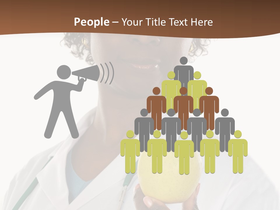 African American Female Doctor And Apple A Over White Background PowerPoint Template