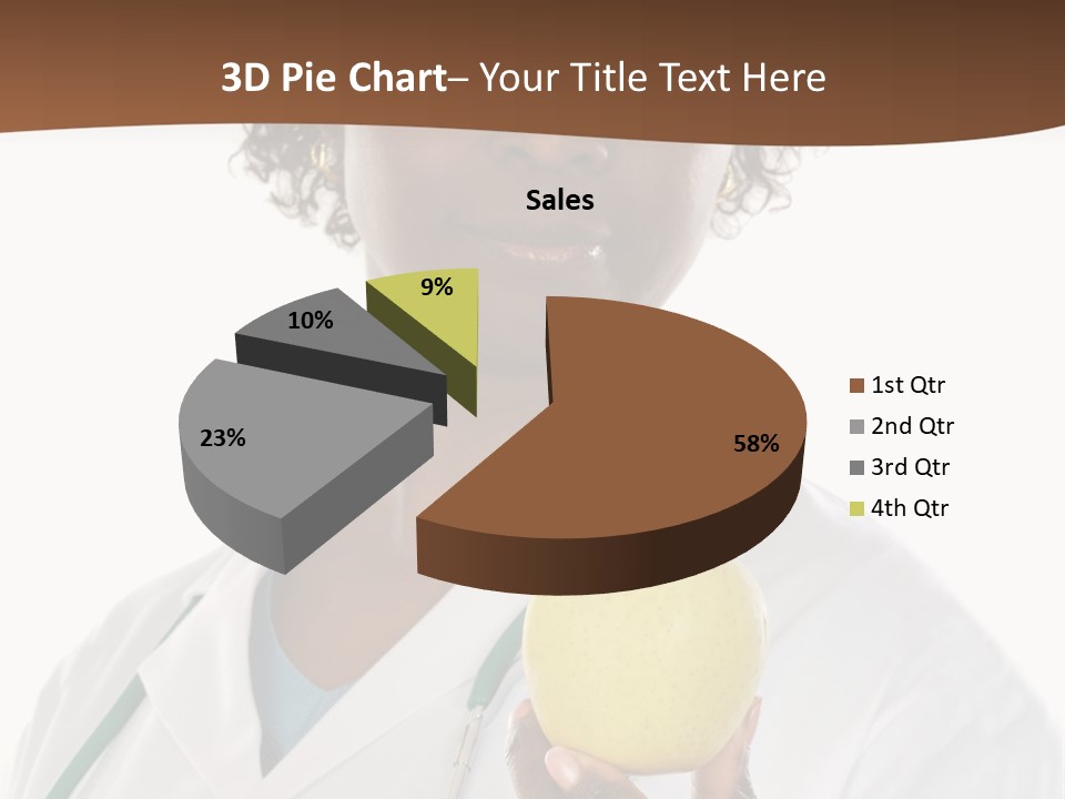 African American Female Doctor And Apple A Over White Background PowerPoint Template