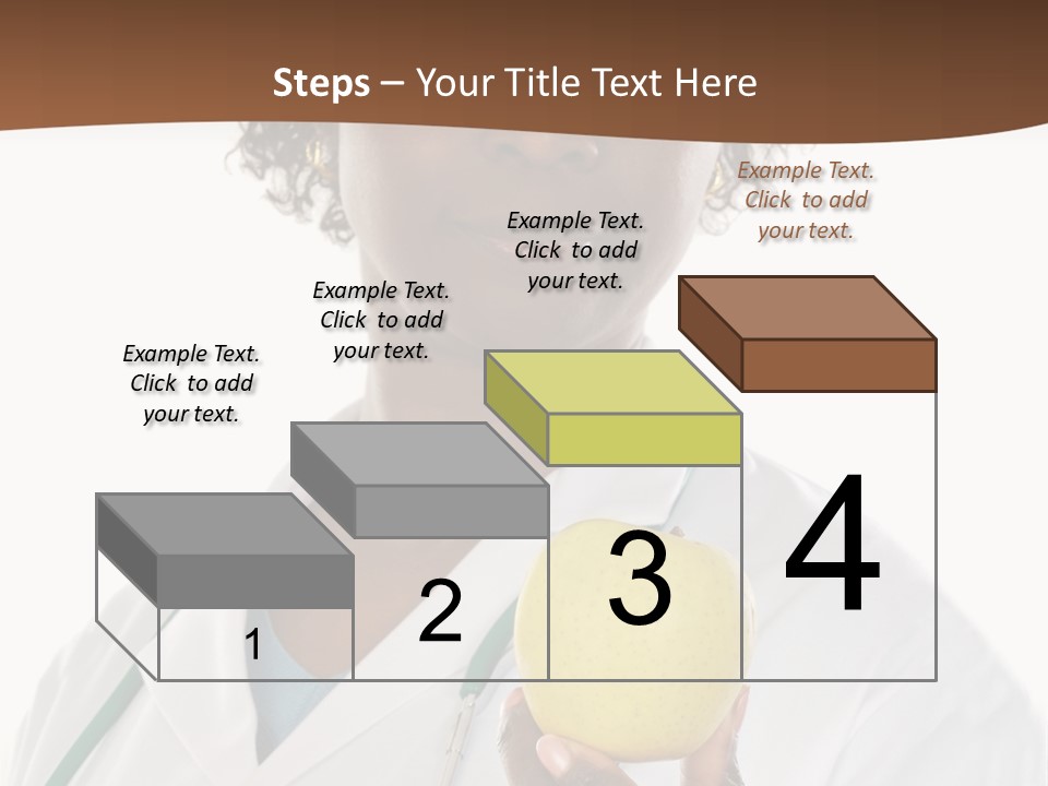 African American Female Doctor And Apple A Over White Background PowerPoint Template