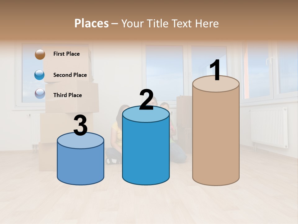 Family With Moving Boxes In New Home. PowerPoint Template