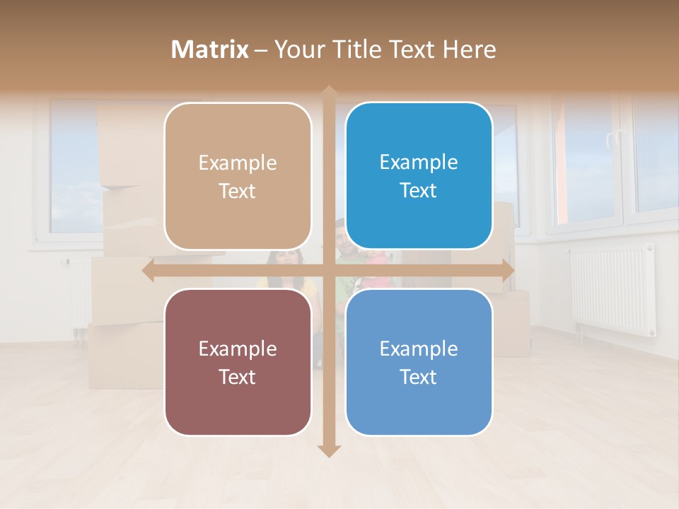 Family With Moving Boxes In New Home. PowerPoint Template