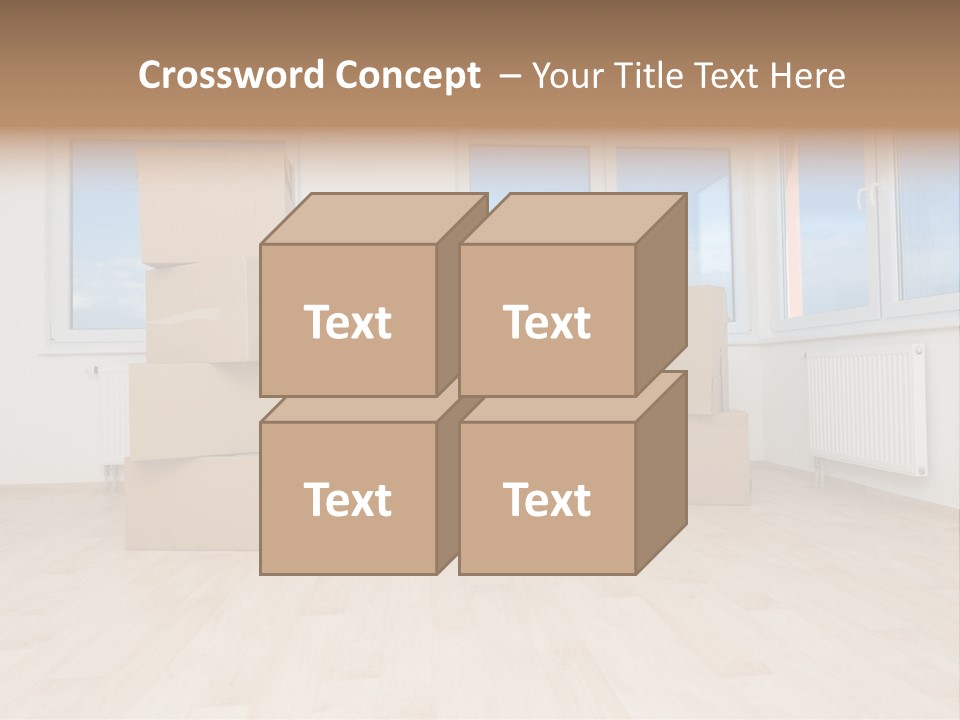 Family With Moving Boxes In New Home. PowerPoint Template