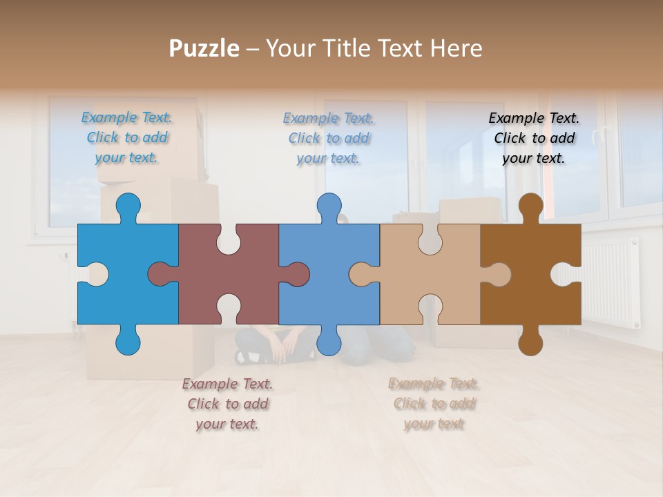 Family With Moving Boxes In New Home. PowerPoint Template