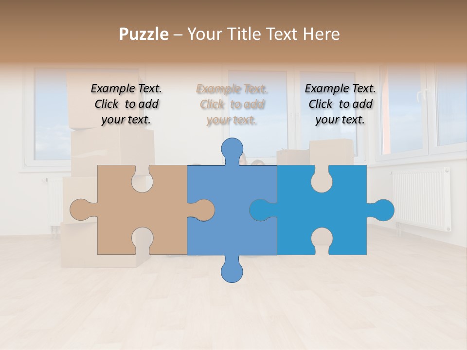 Family With Moving Boxes In New Home. PowerPoint Template