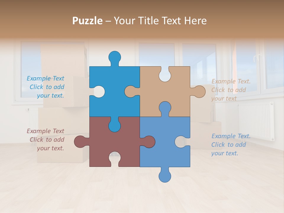 Family With Moving Boxes In New Home. PowerPoint Template