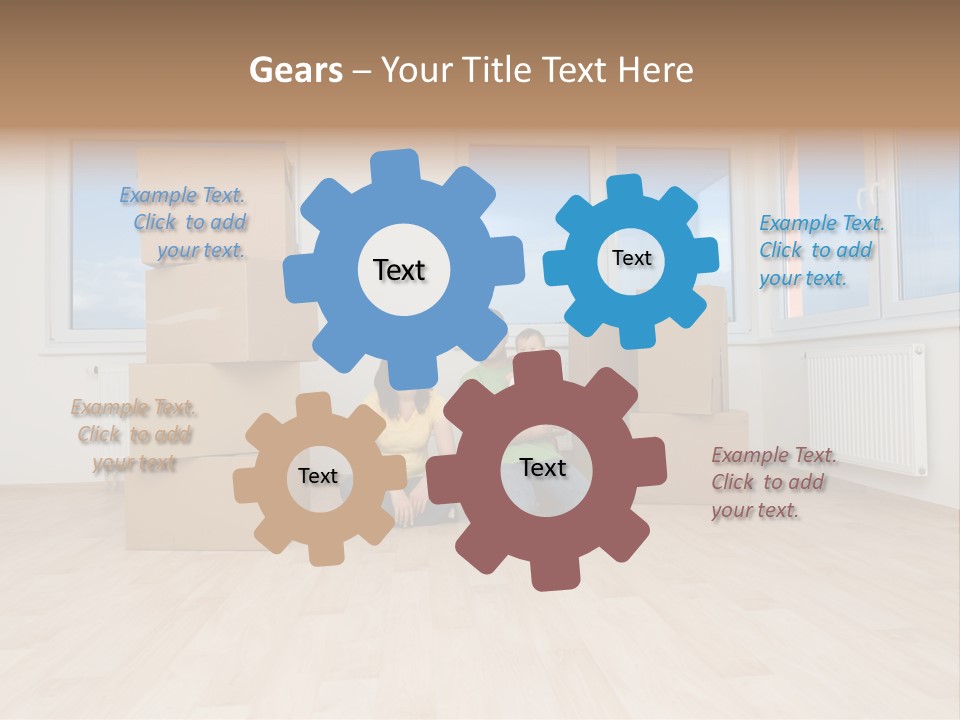 Family With Moving Boxes In New Home. PowerPoint Template