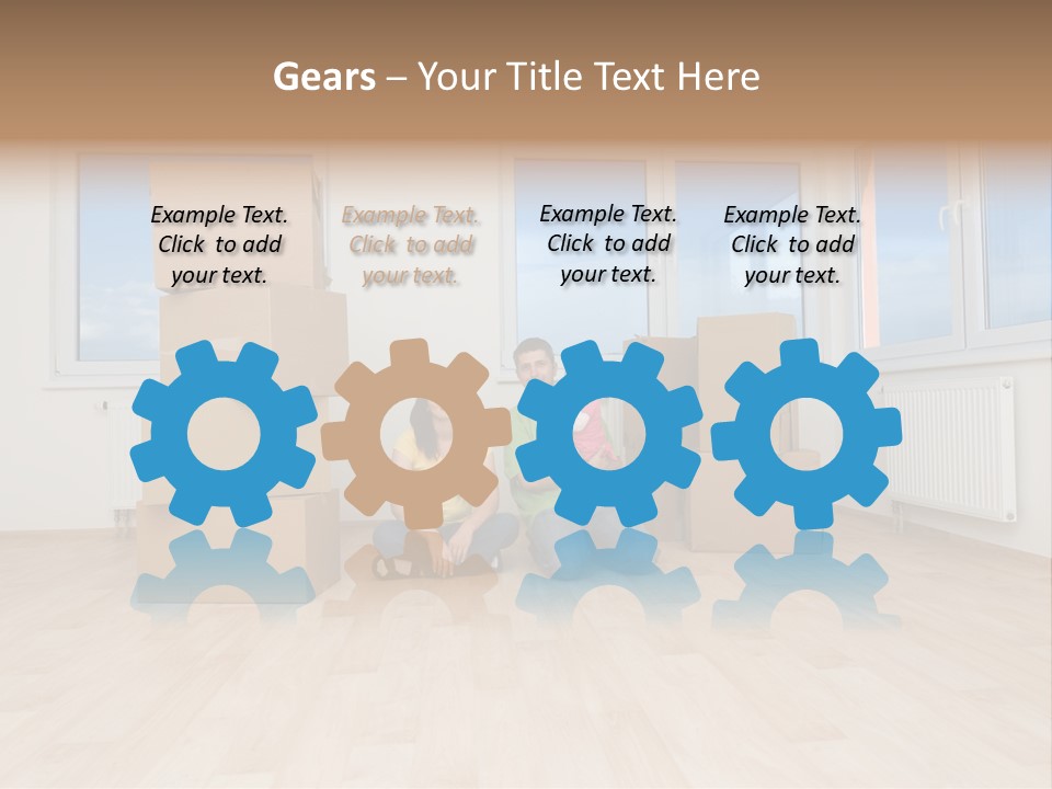 Family With Moving Boxes In New Home. PowerPoint Template