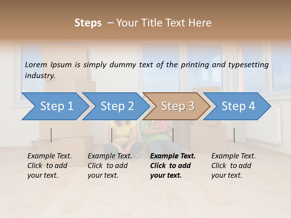 Family With Moving Boxes In New Home. PowerPoint Template