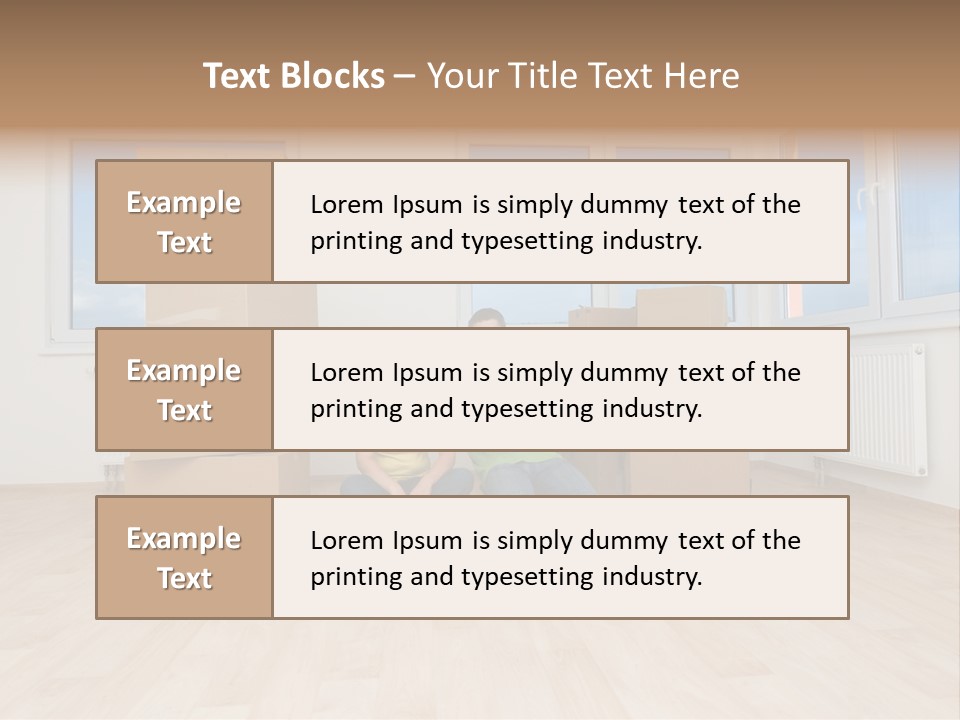 Family With Moving Boxes In New Home. PowerPoint Template