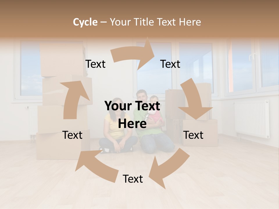 Family With Moving Boxes In New Home. PowerPoint Template
