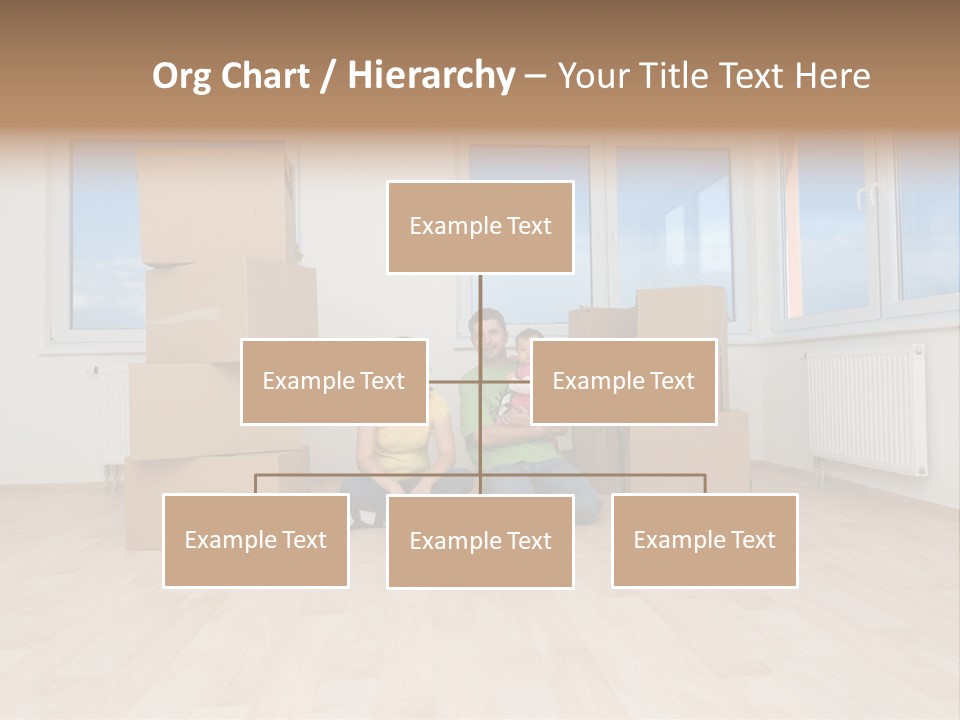 Family With Moving Boxes In New Home. PowerPoint Template