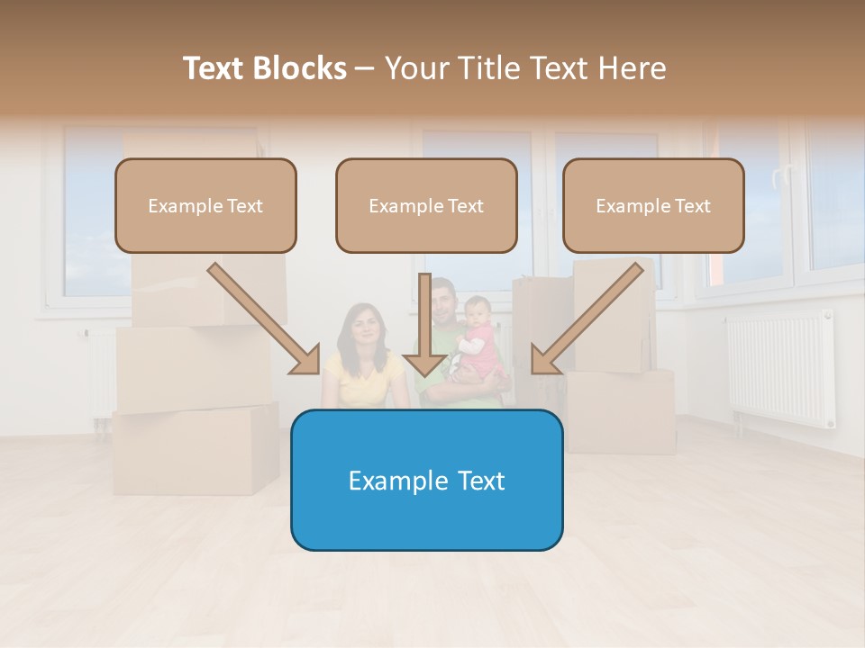 Family With Moving Boxes In New Home. PowerPoint Template