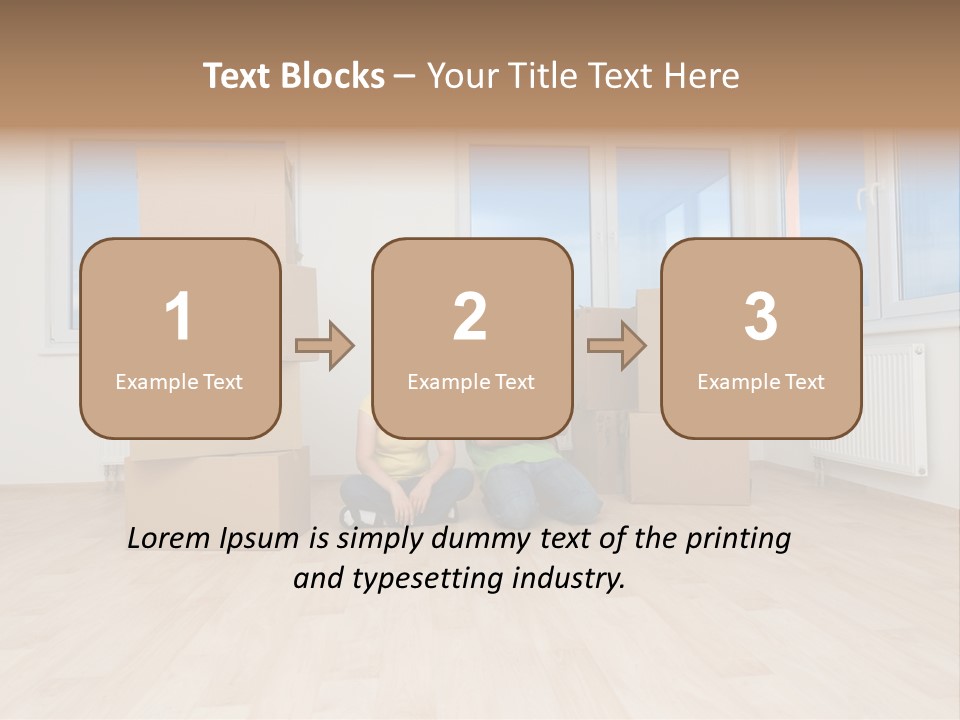 Family With Moving Boxes In New Home. PowerPoint Template